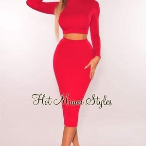Red skirt set